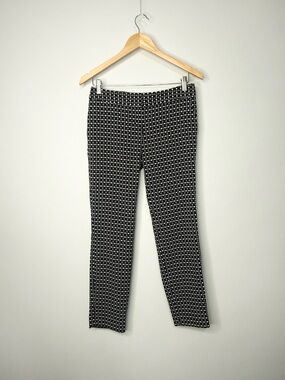 Express Columnist Black & White Geometric Print Slim Pants 2R